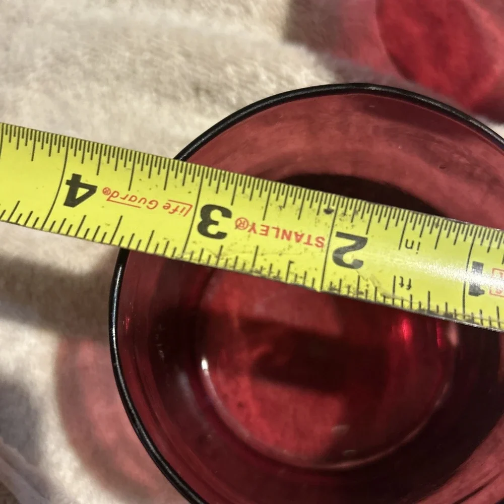 Vintage Ruby Red Glass Roly Poly Tumblers Set of 3 3.5